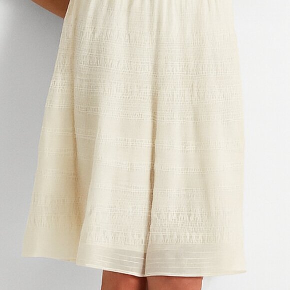LAUREN RALPH LAUREN Ivory Cotton Sleeveless Knee Length Fit + Flare Dress - Picture 3 of 8